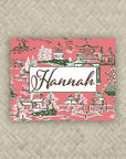 The Ming Coral & Green Personalized Mahjong Card Sticker