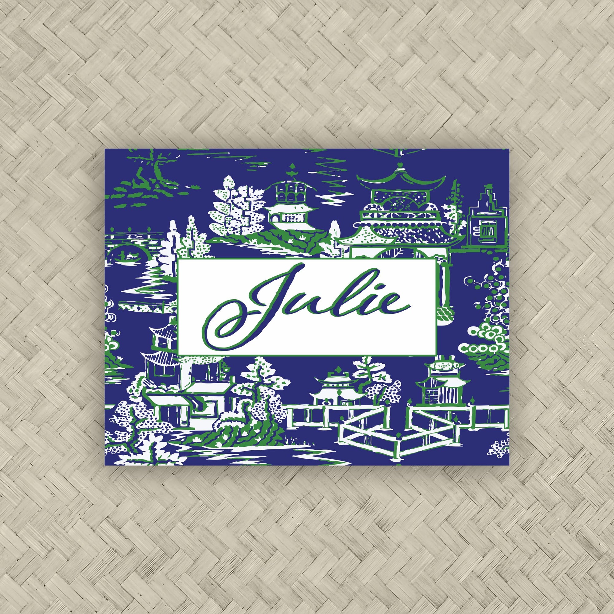 The Ming Deep Blue &amp; Green Personalized Mahjong Card Sticker