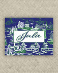 The Ming Deep Blue & Green Personalized Mahjong Card Sticker