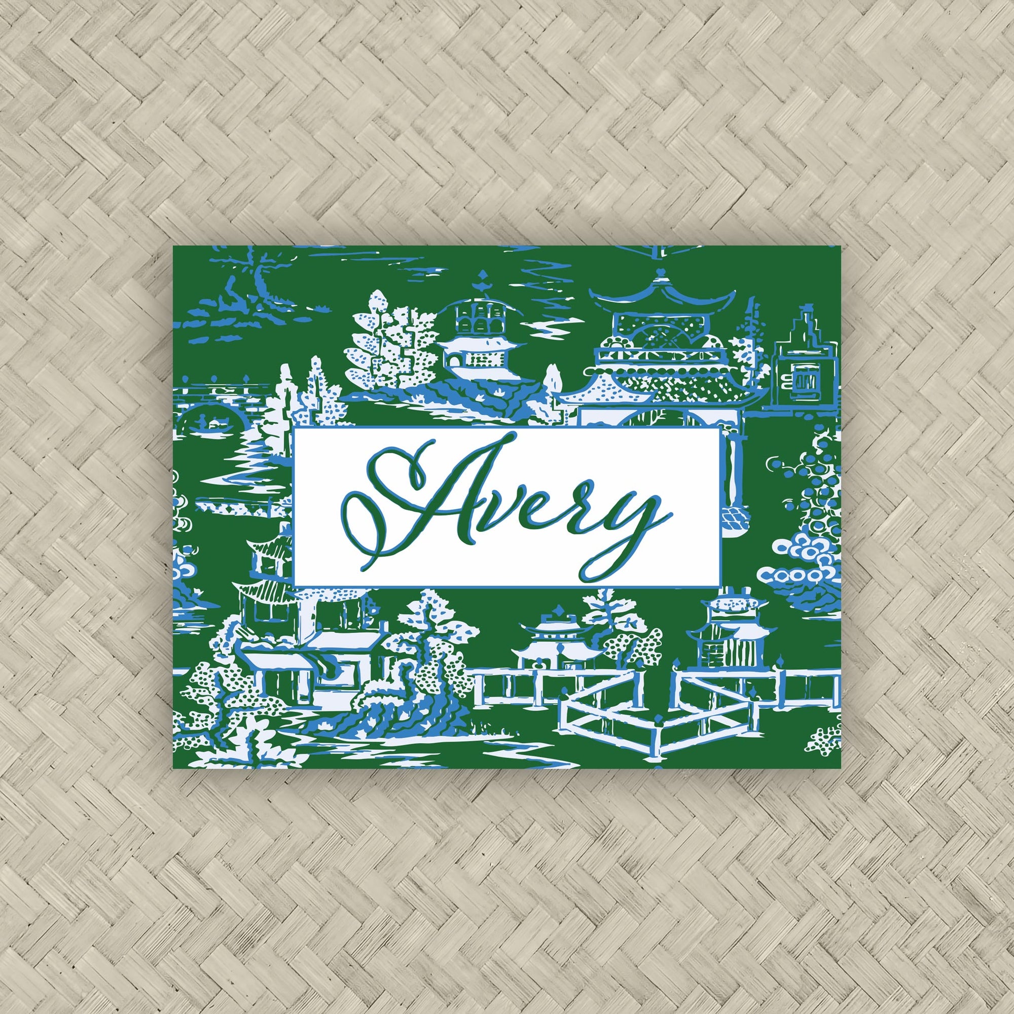 The Ming Green &amp; Blue Personalized Mahjong Card Sticker