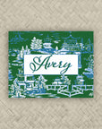 The Ming Green & Blue Personalized Mahjong Card Sticker