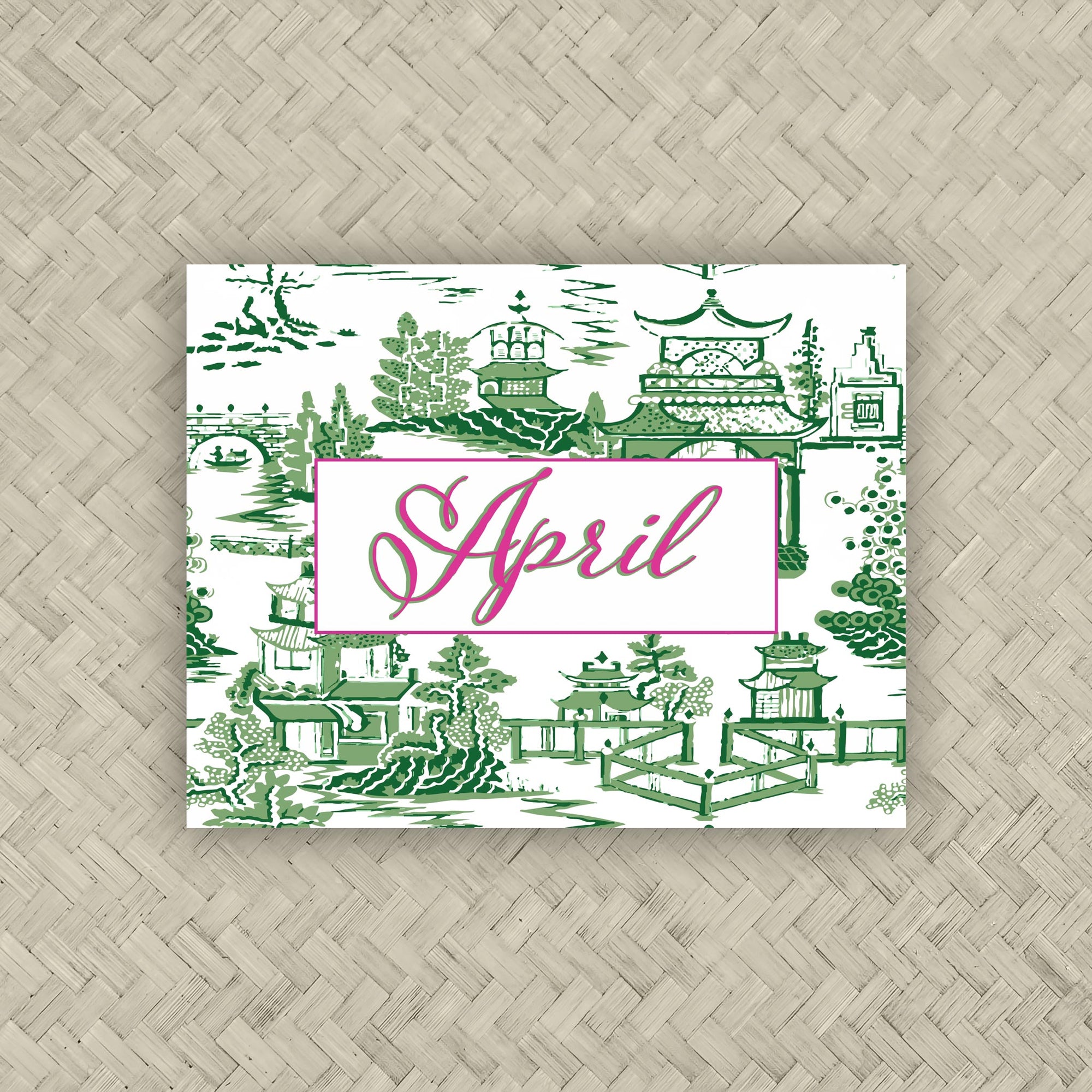The Ming Green &amp; Pink Personalized Mahjong Card Sticker