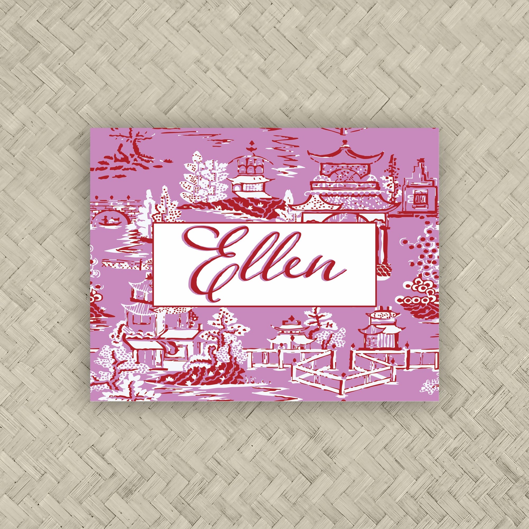 The Ming Lavender &amp; Red Personalized Mahjong Sticker
