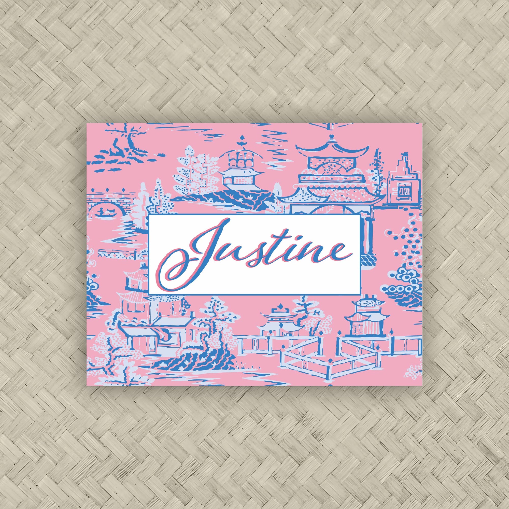 The Ming Light Pink &amp; Blue Personalized Mahjong Card Sticker