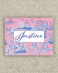 The Ming Light Pink & Blue Personalized Mahjong Card Sticker