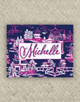 The Ming Navy & Hot Pink Personalized Mahjong Card Sticker