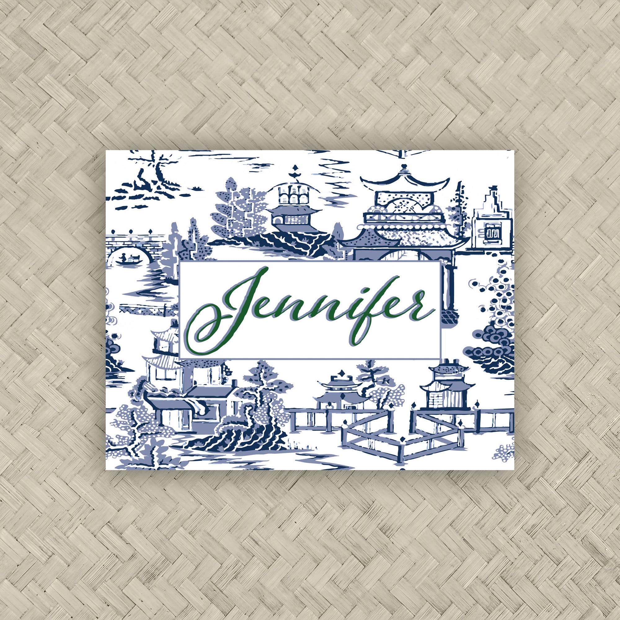 The Ming Navy &amp; Green Personalized Mahjong Card Sticker
