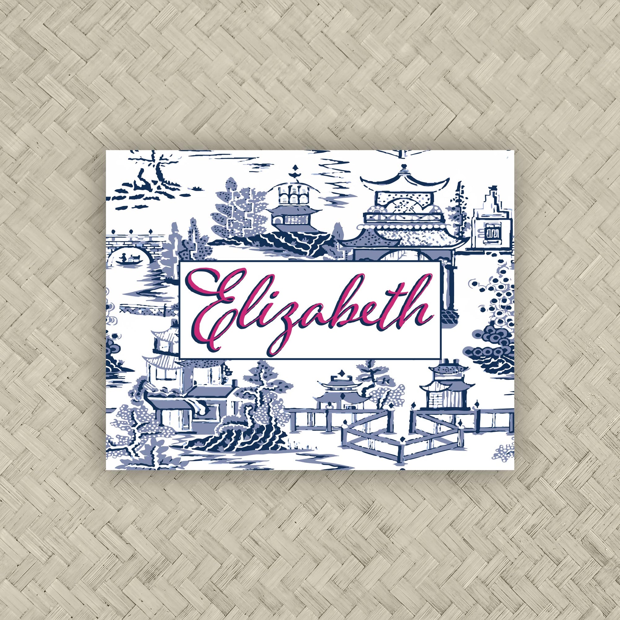 The Ming Navy &amp; Pink Personalized Mahjong Card Sticker