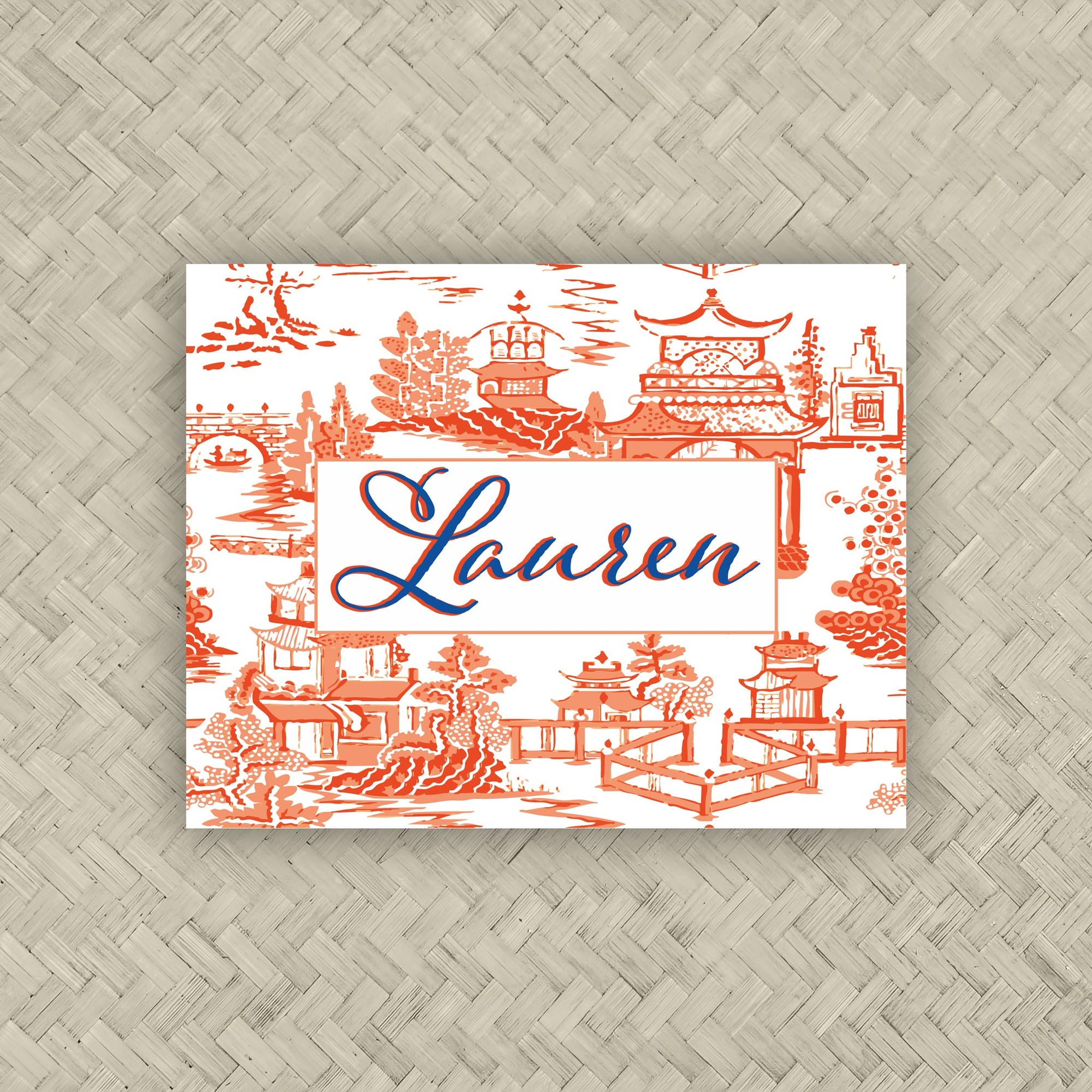 The Ming Orange &amp; Royal Personalized Mahjong Card Sticker