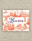 The Ming Orange & Royal Personalized Mahjong Card Sticker
