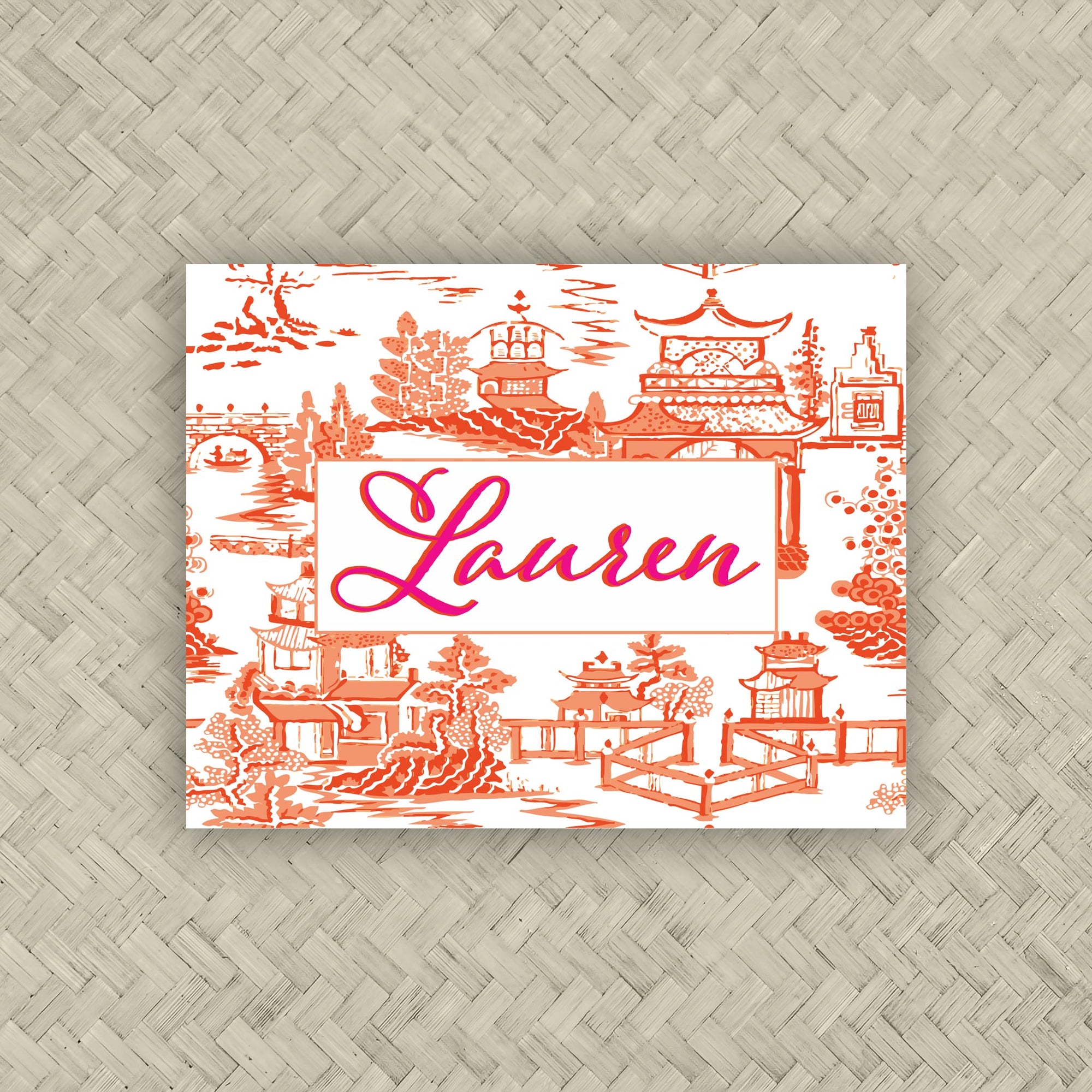 The Ming Orange &amp; Pink Personalized Mahjong Card Sticker