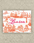 The Ming Orange & Pink Personalized Mahjong Card Sticker