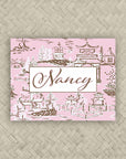 The Ming Pink & Brown Personalized Mahjong Card Sticker