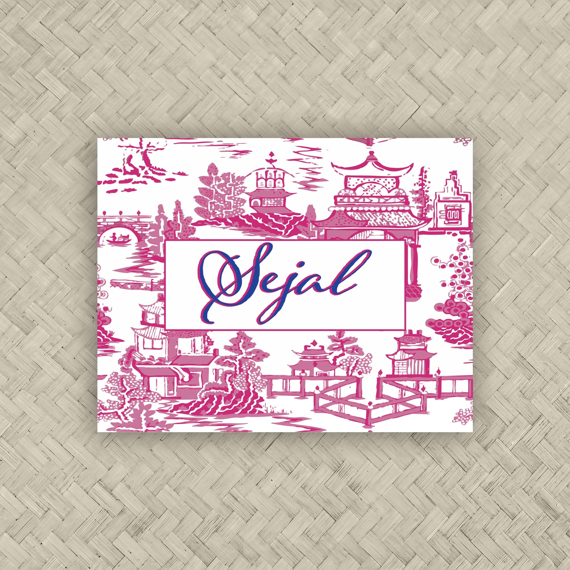The Ming Pink &amp; Blue Personalized Mahjong Card Sticker