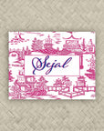 The Ming Pink & Blue Personalized Mahjong Card Sticker