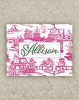 The Ming Pink & Green Personalized Mahjong Card Sticker