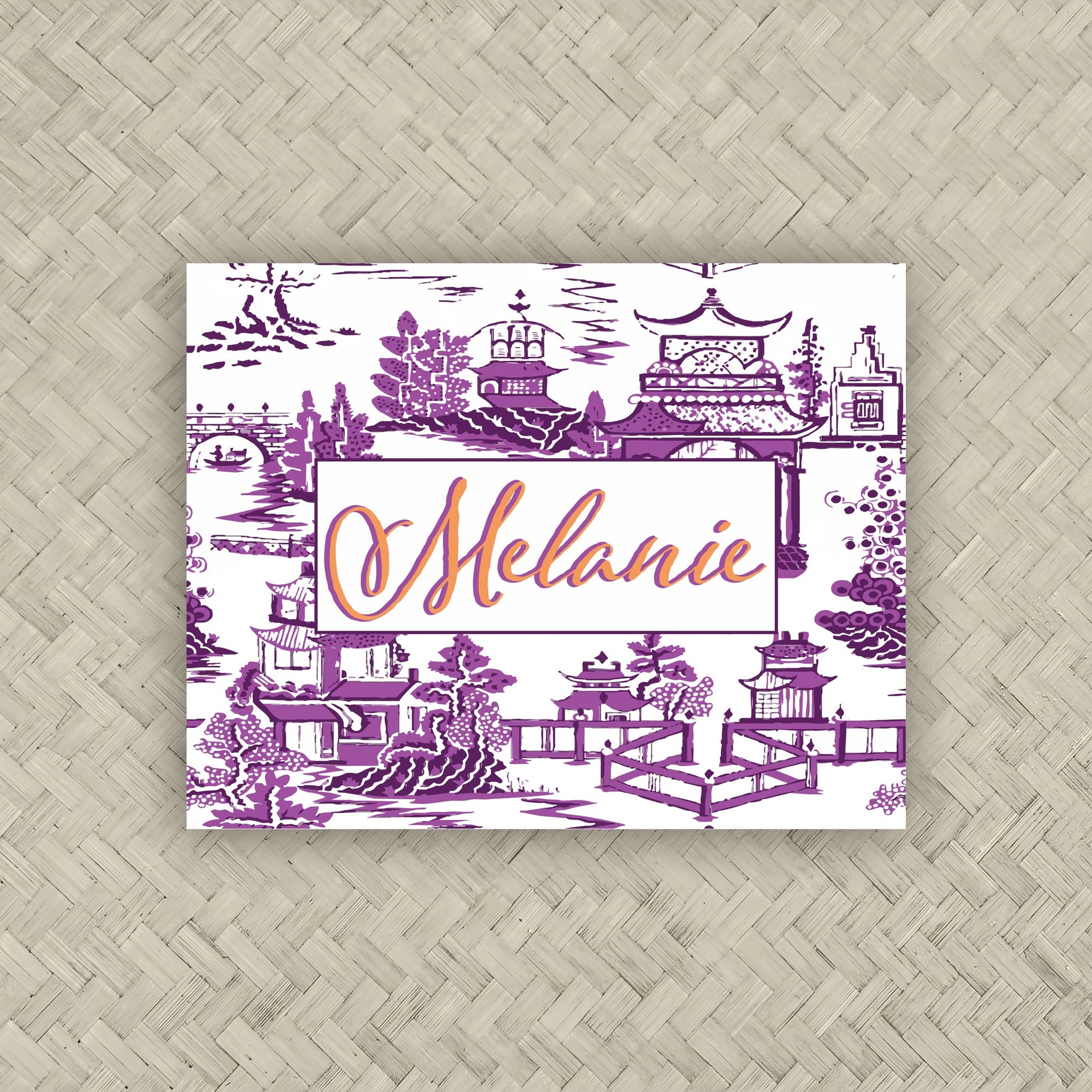 The Ming Purple &amp; Orange Personalized Mahjong Card Sticker