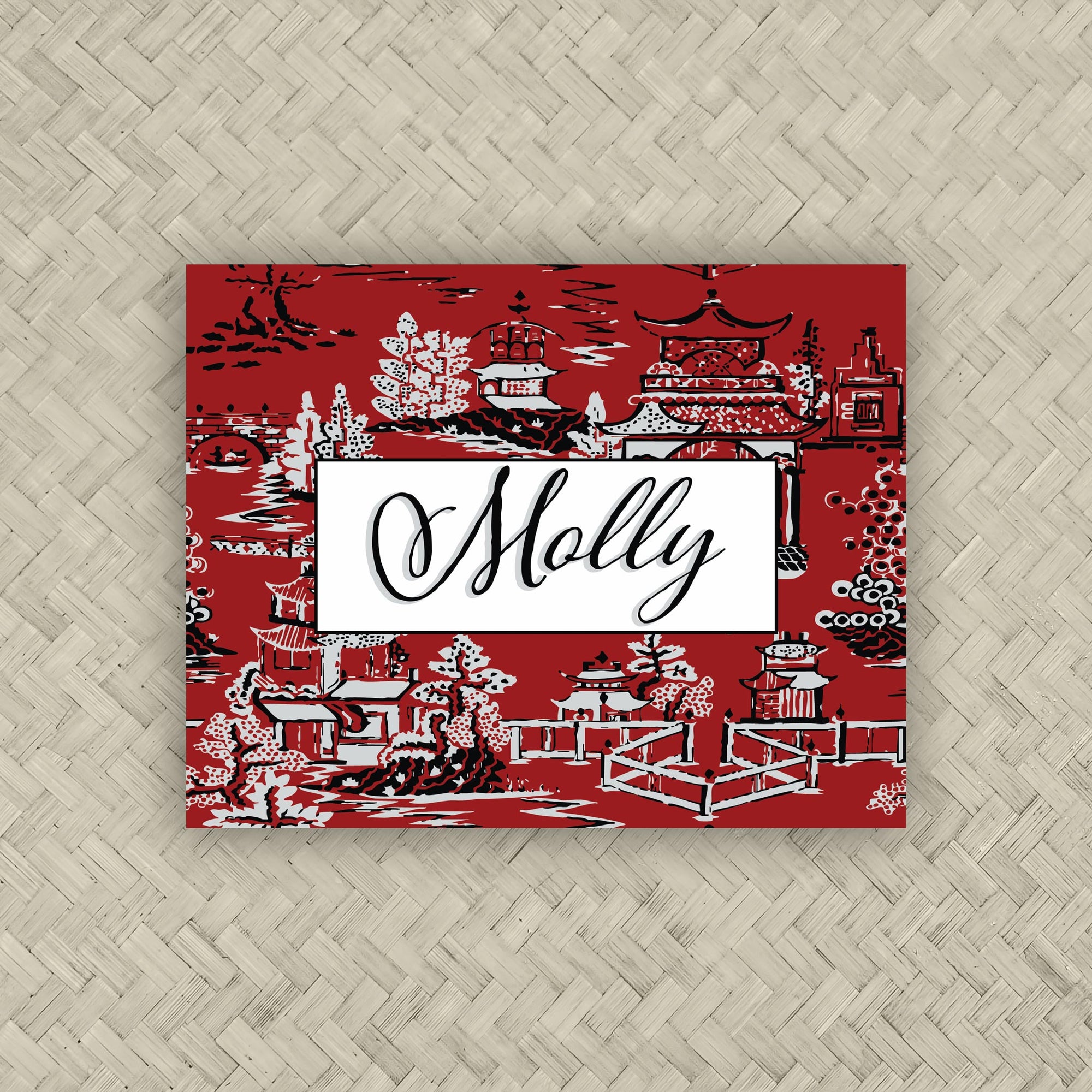 The Ming Red &amp; Black Personalized Mahjong Card Sticker