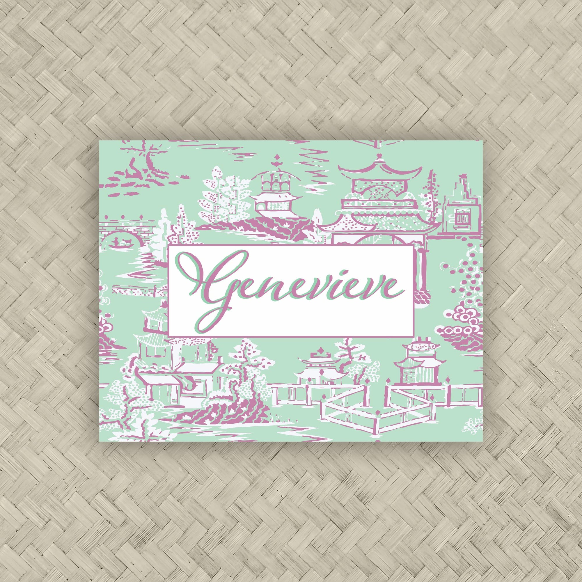 The Ming Seafoam &amp; Pink Personalized Mahjong Card Sticker