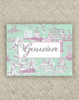 The Ming Seafoam & Pink Personalized Mahjong Card Sticker