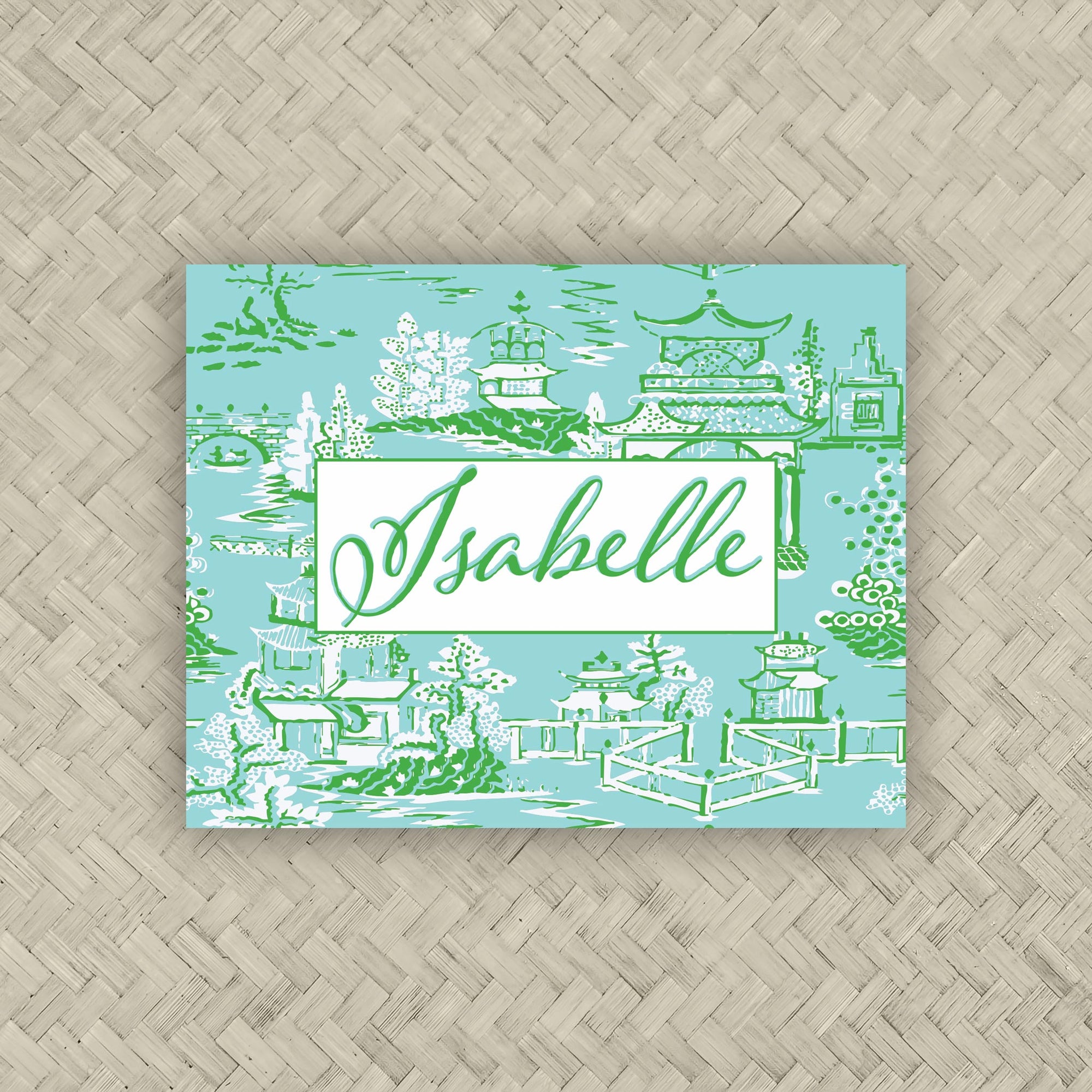 The Ming Turquoise &amp; Green Personalized Mahjong Card Sticker