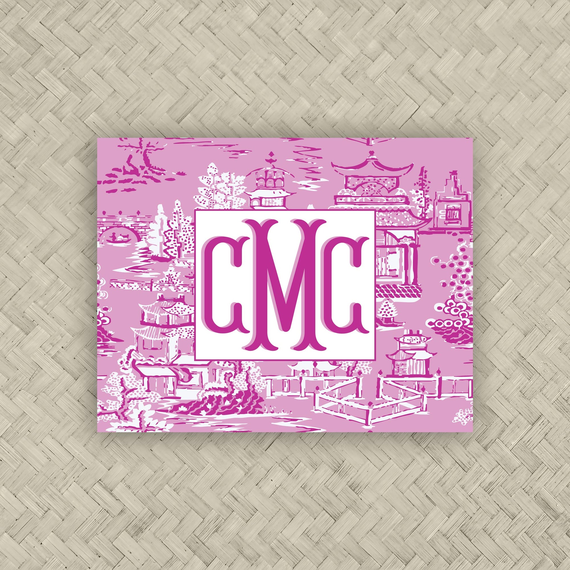 The Ming Pink &amp; Hot Pink Monogram Mahjong Card Sticker
