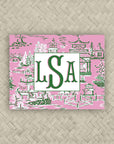 The Ming Kelly Green & Pink Monogram Mahjong Card Sticker