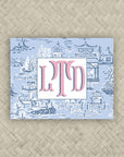 The Ming Powder Blue & Pale Pink Monogram Mahjong Card Sticker