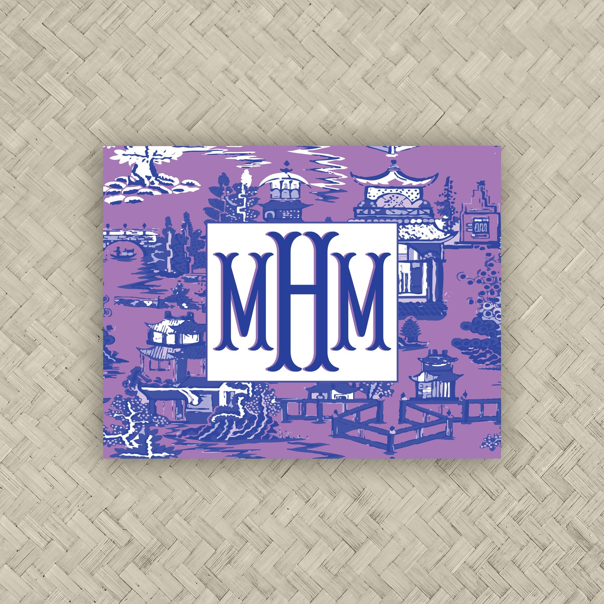 The Ming Purple &amp; Royal Blue Monogram Mahjong Card Sticker