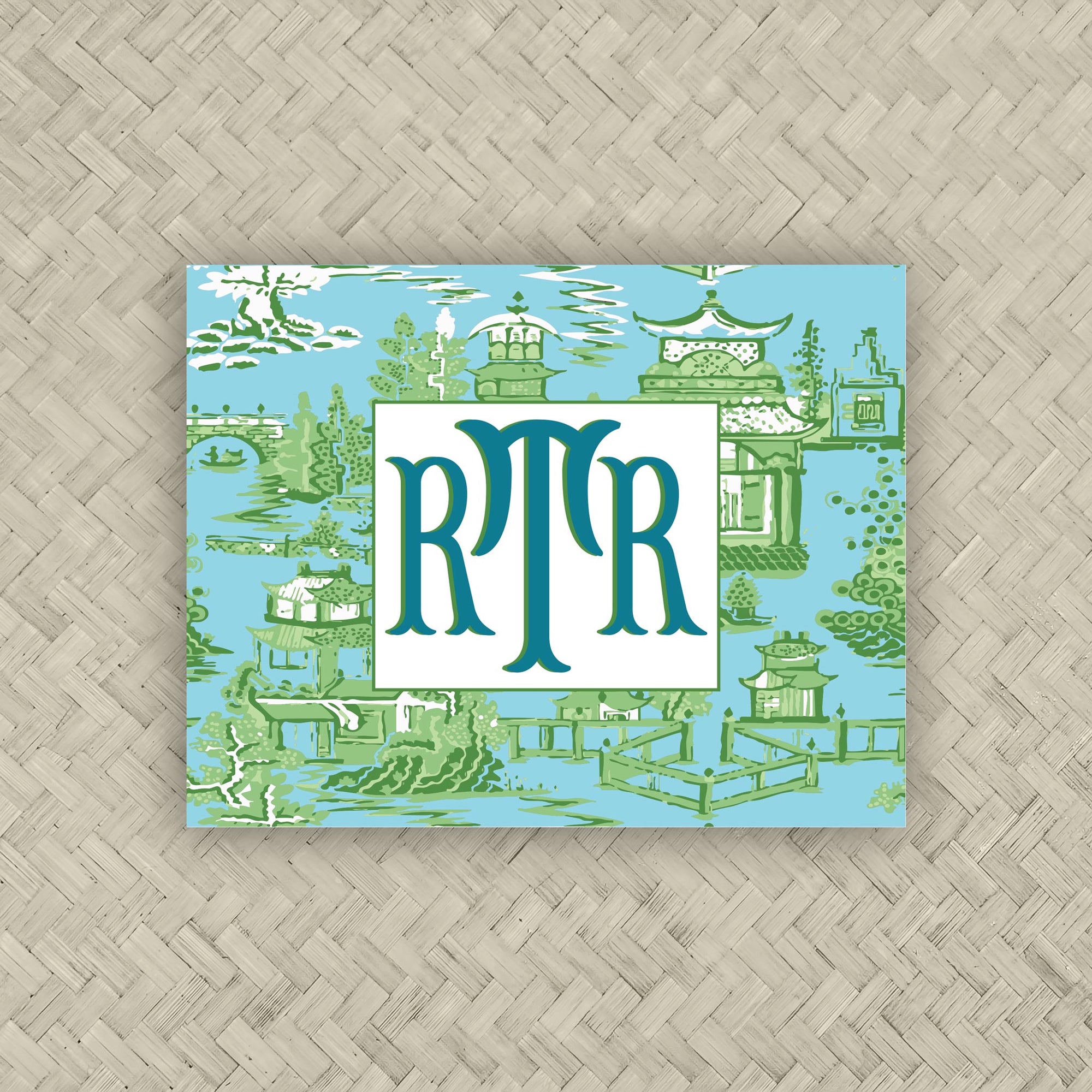 The Ming Turquoise &amp; Kelly Green Monogram Mahjong Card Sticker