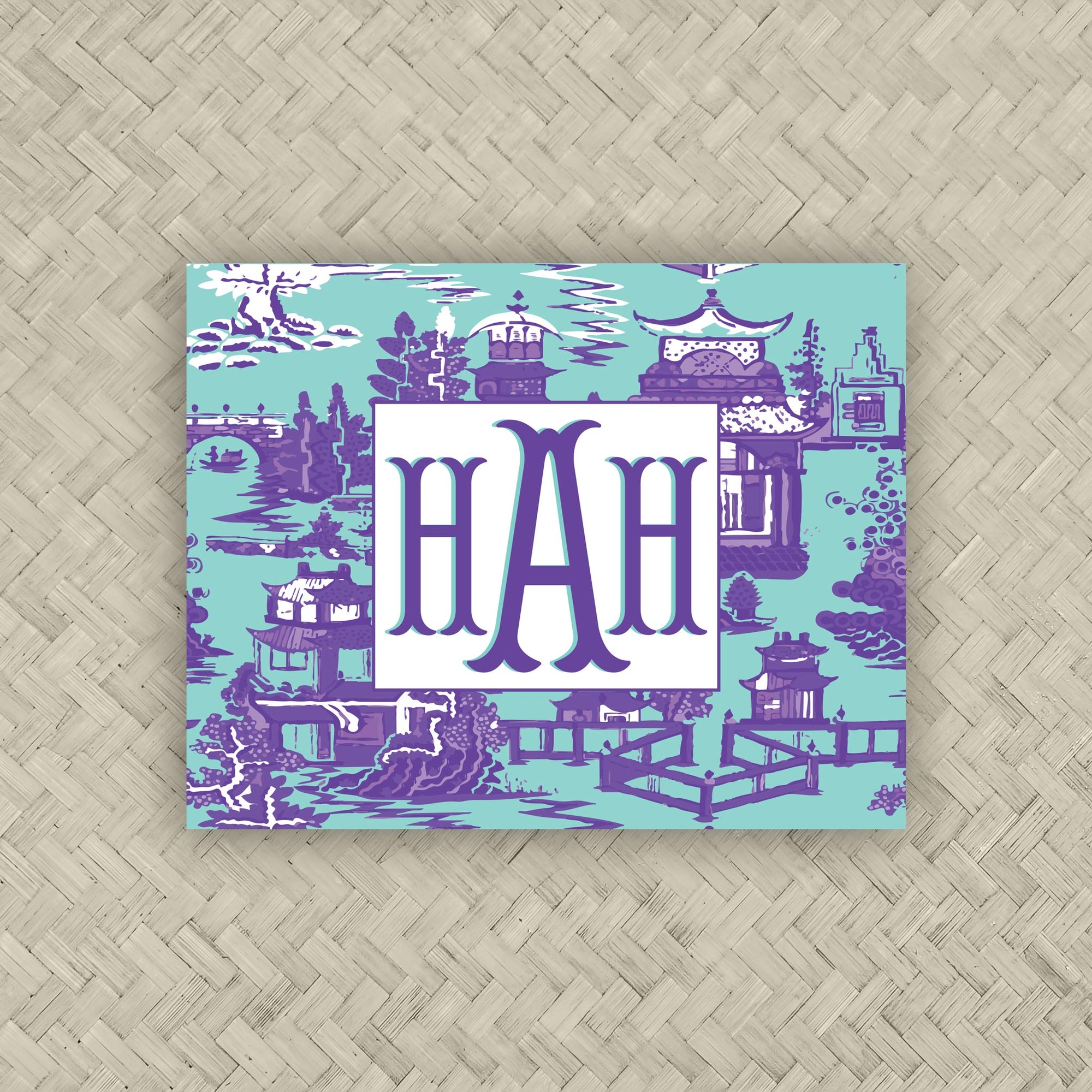 The Ming Turquoise &amp; Purple Monogram Mahjong Card Sticker