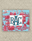 The Ming Turquoise & Red Monogram Mahjong Card Sticker