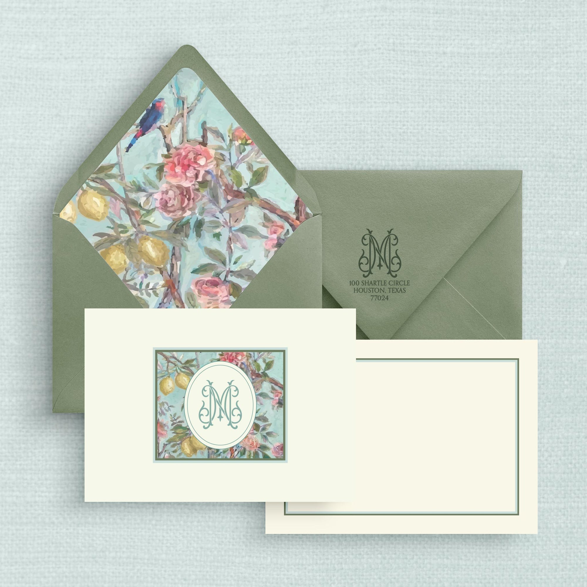 The Tricia Duogram Personalized Notecards with Lined Envelopes
