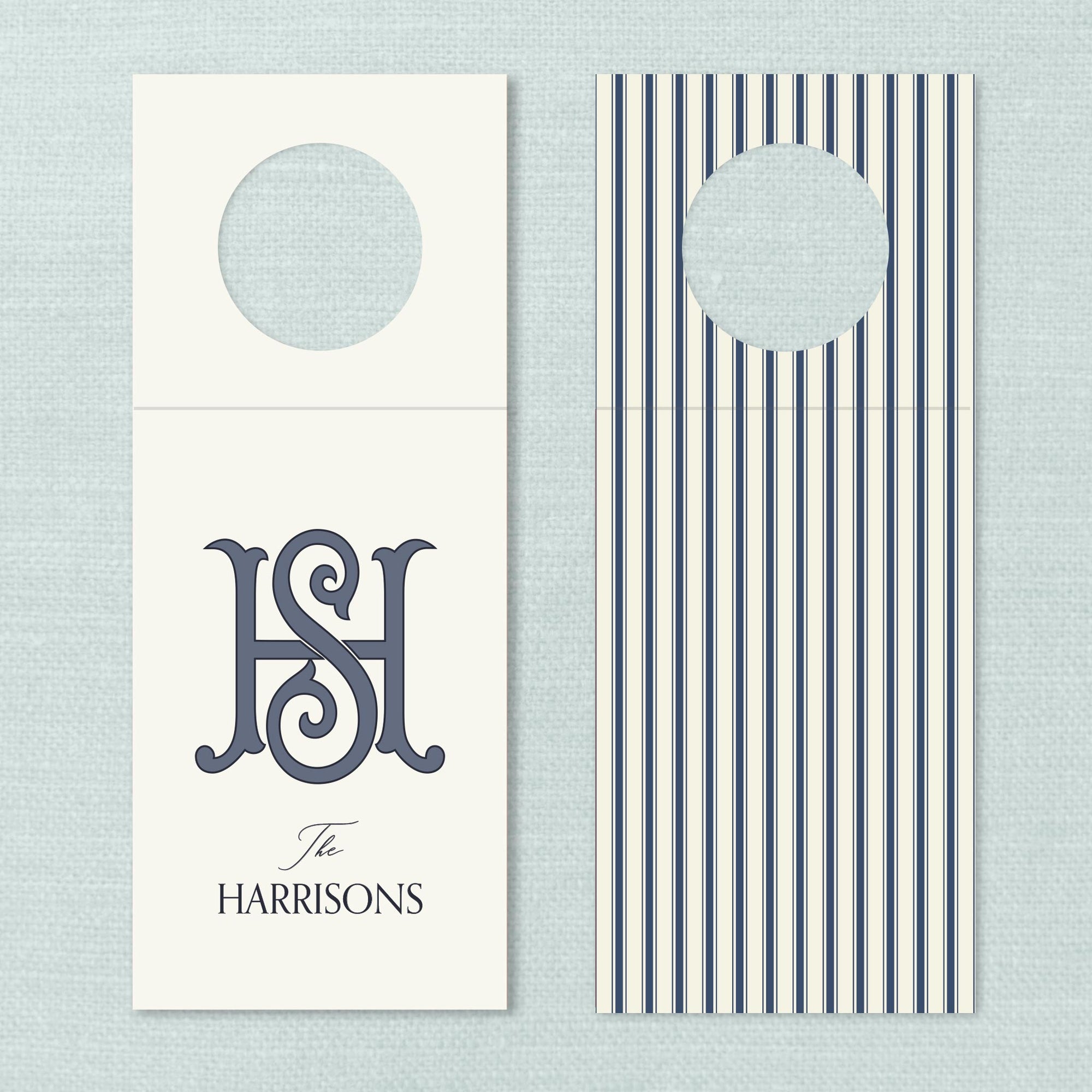 The Ticking Navy Couture Duogram Wine Tag