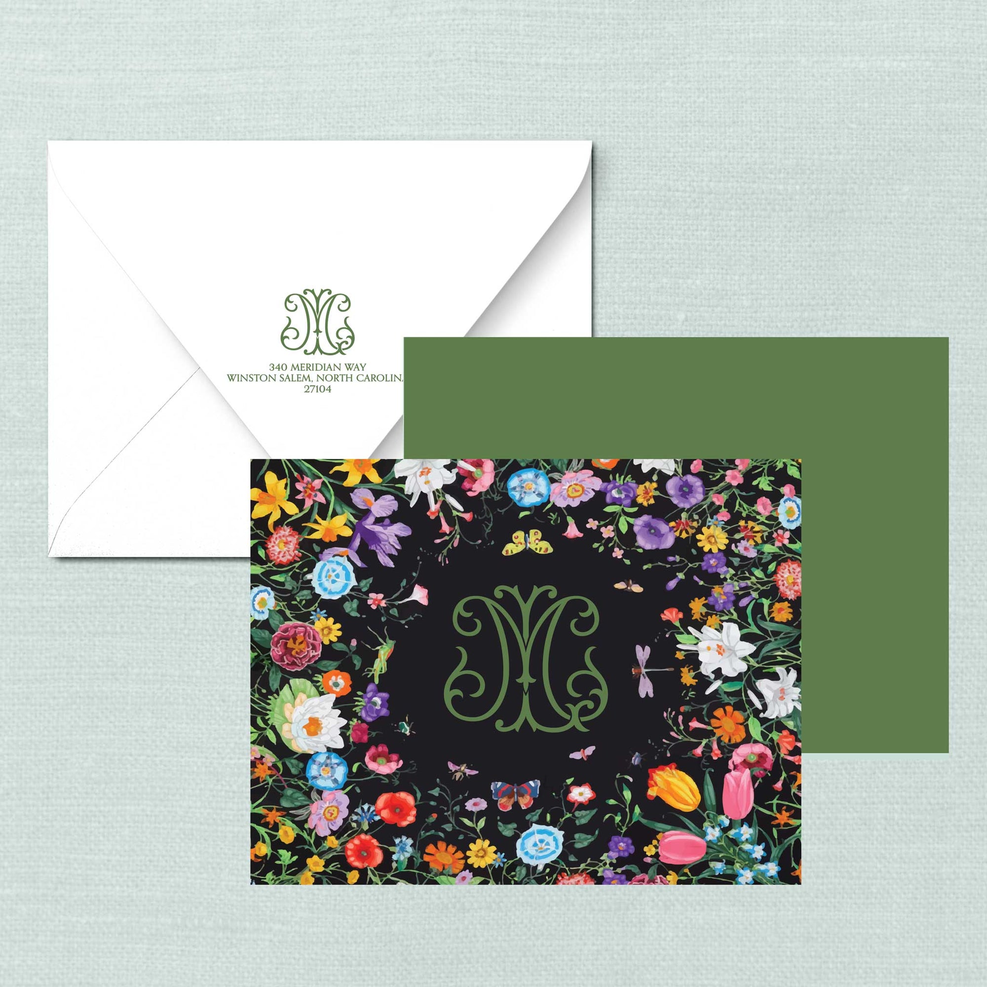 The Claudine Duogram Monogram Notecards