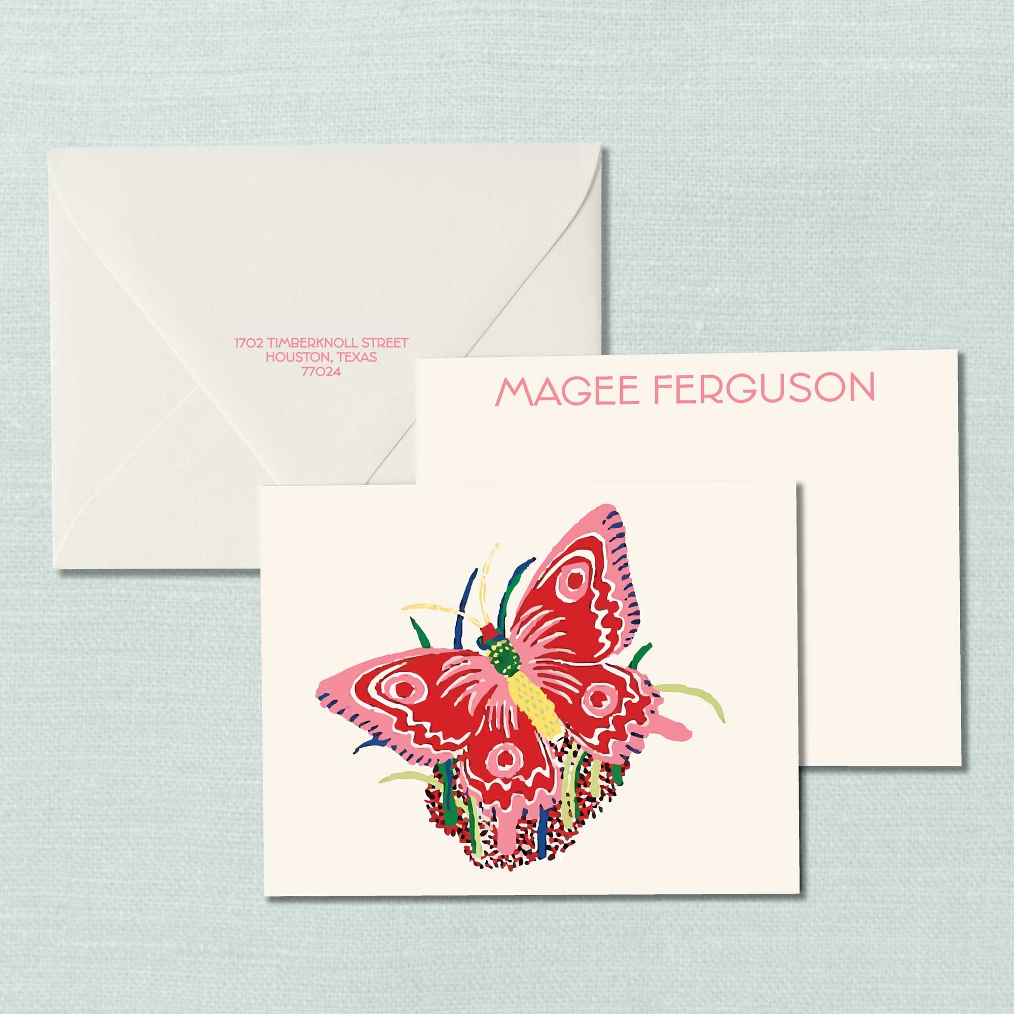 The Magee Butterfly Personalized Notecard