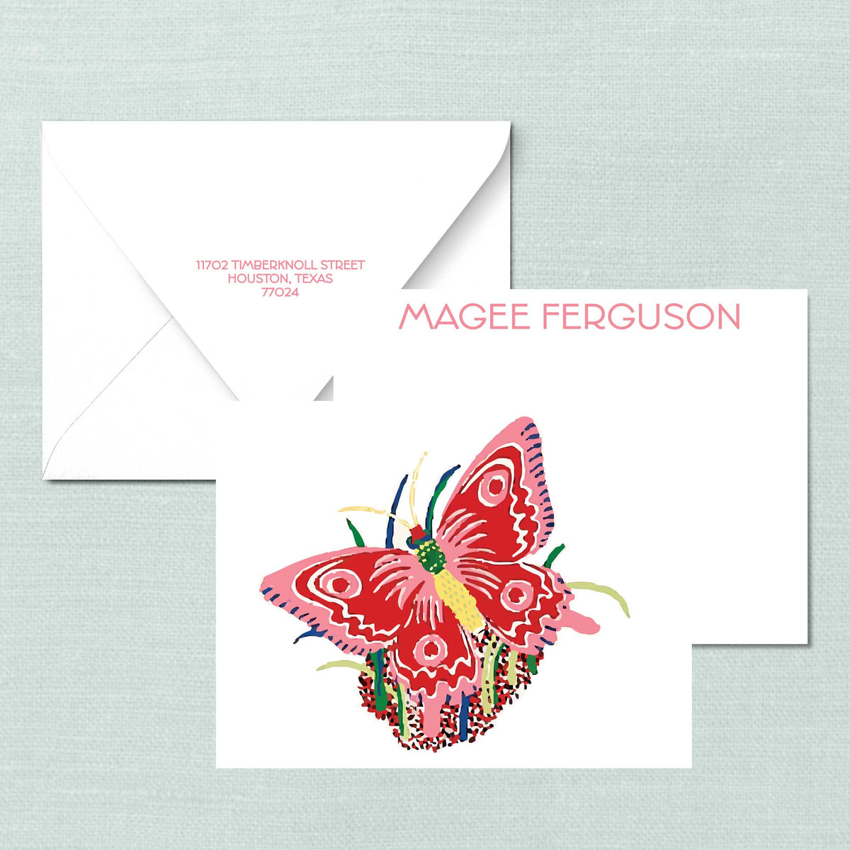 The Magee Butterfly Personalized Notecard