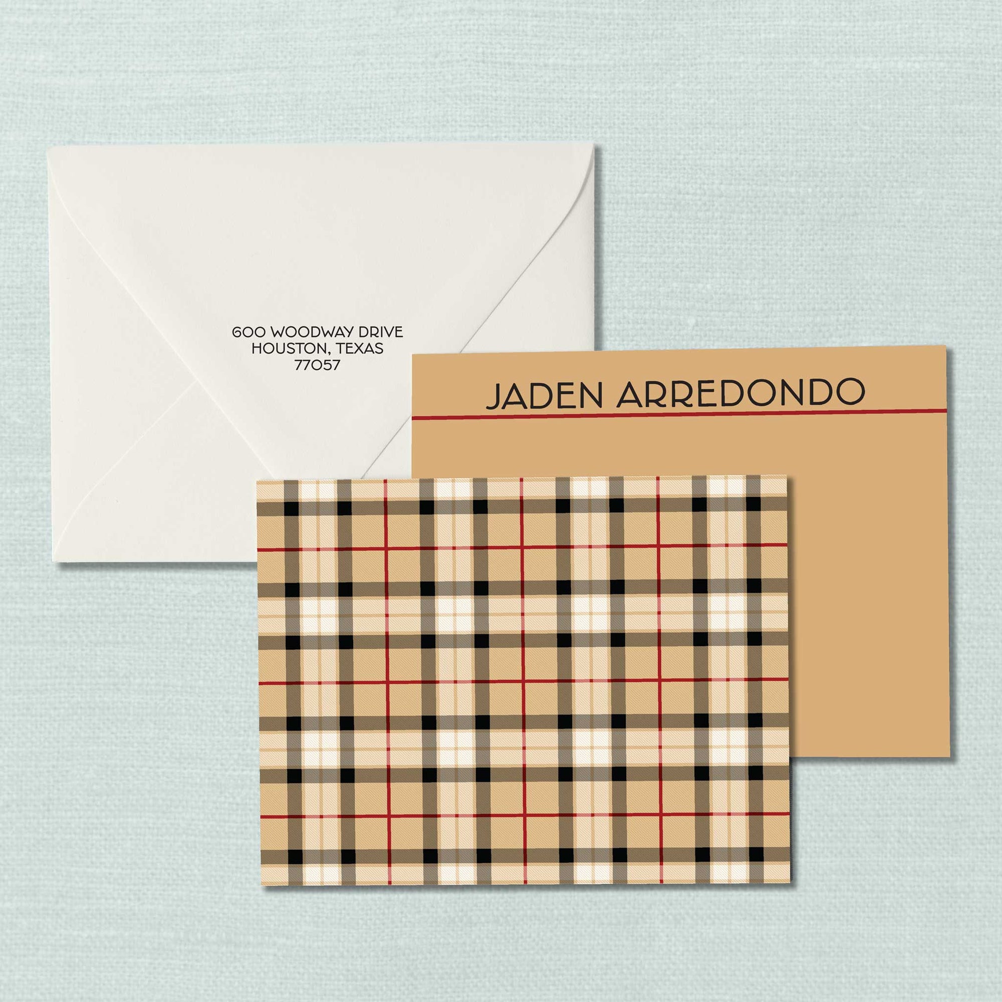 The Miles Plaid Personalized Notecard