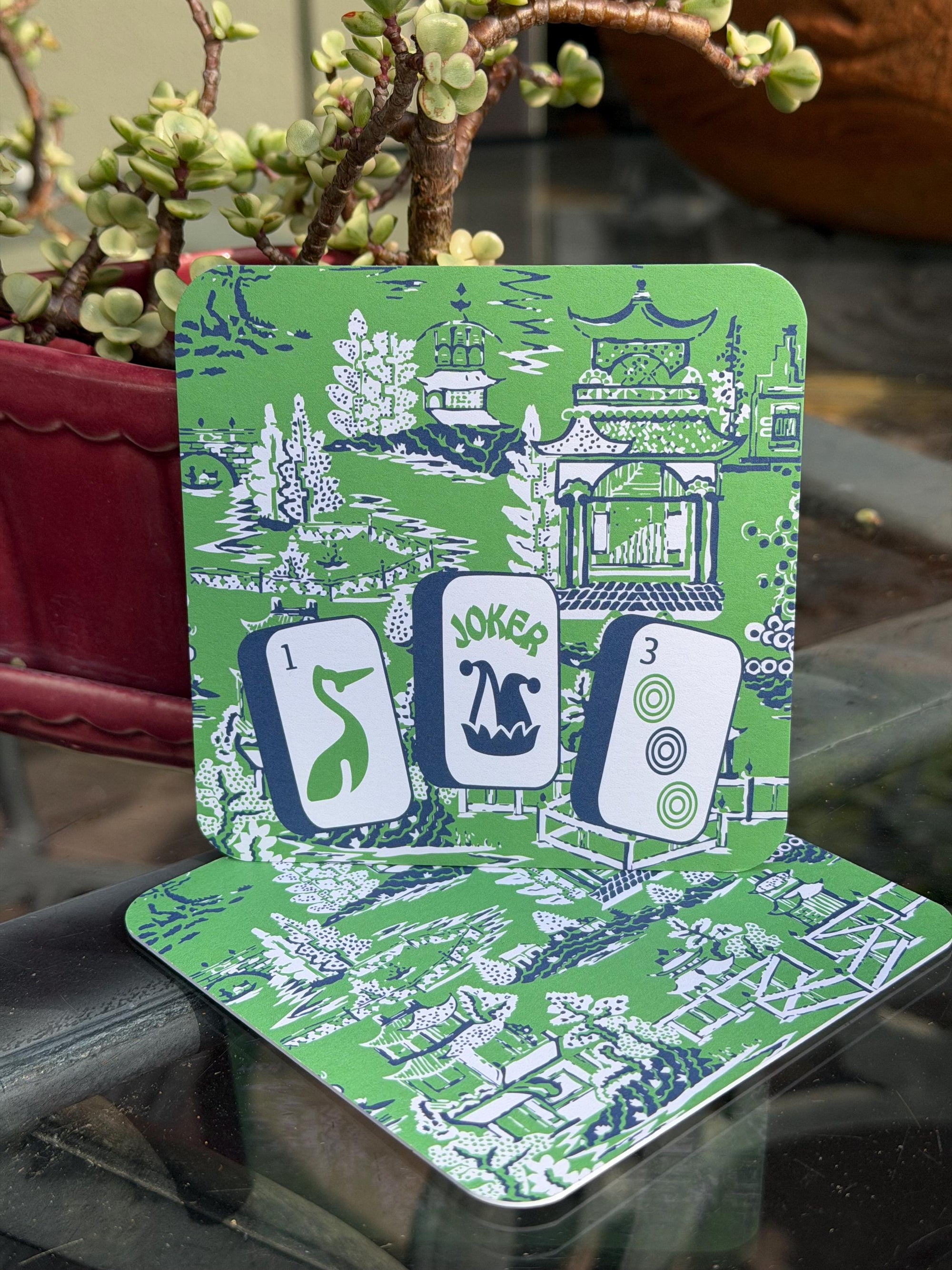Preppy Pagoda Mahjong Coasters - Set of 10