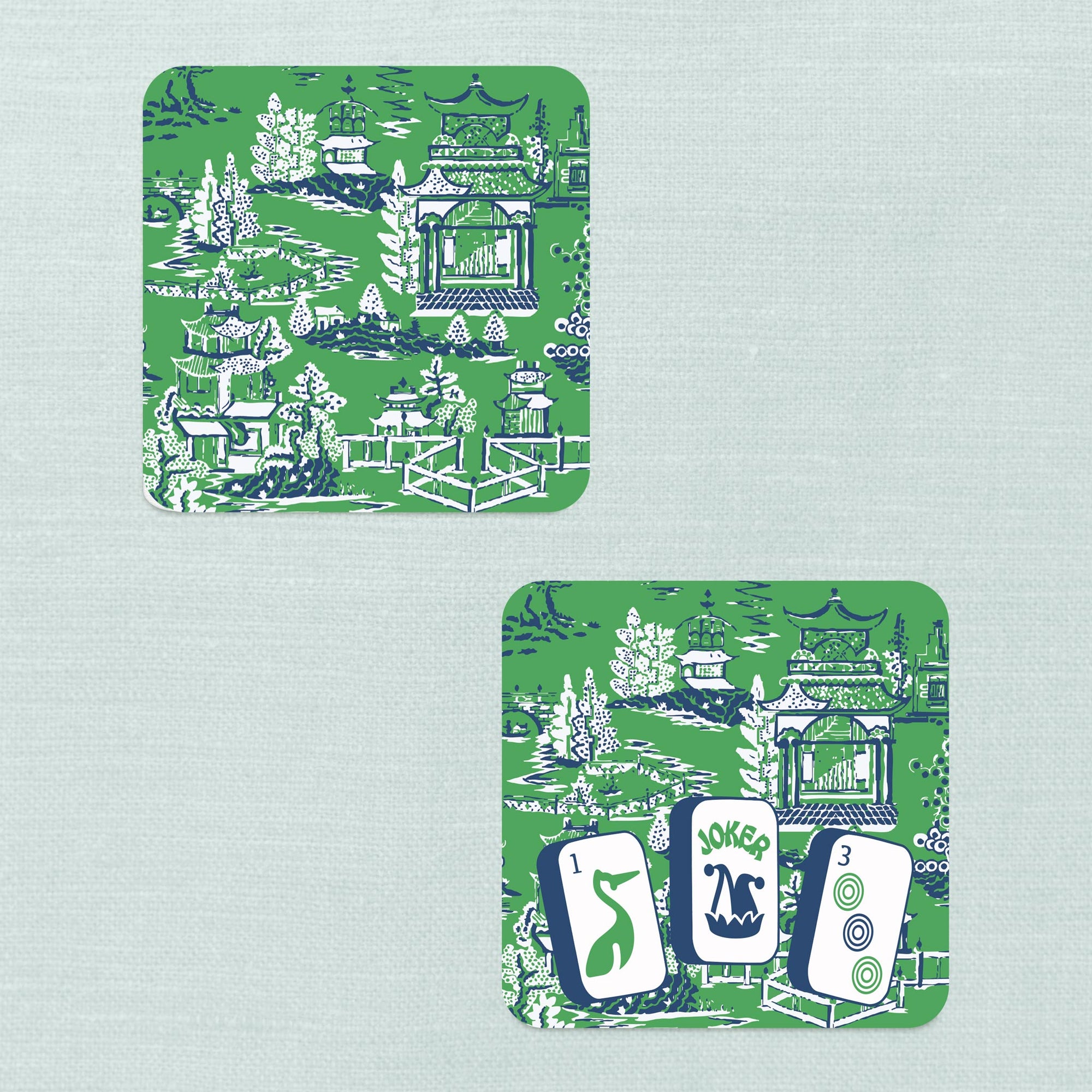 Preppy Pagoda Mahjong Coasters - Set of 10