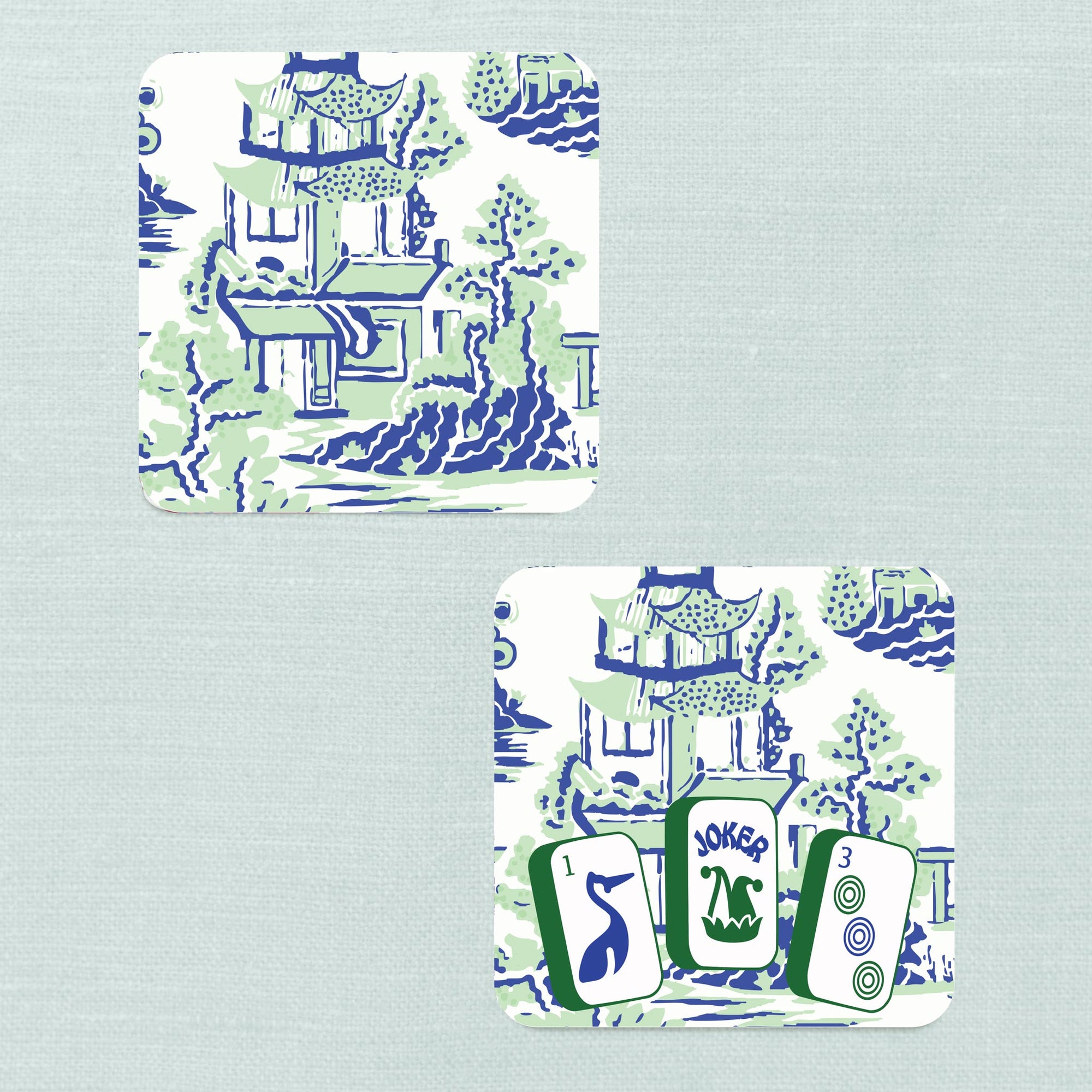 Preppy Pagoda Mahjong Coasters - Set of 10