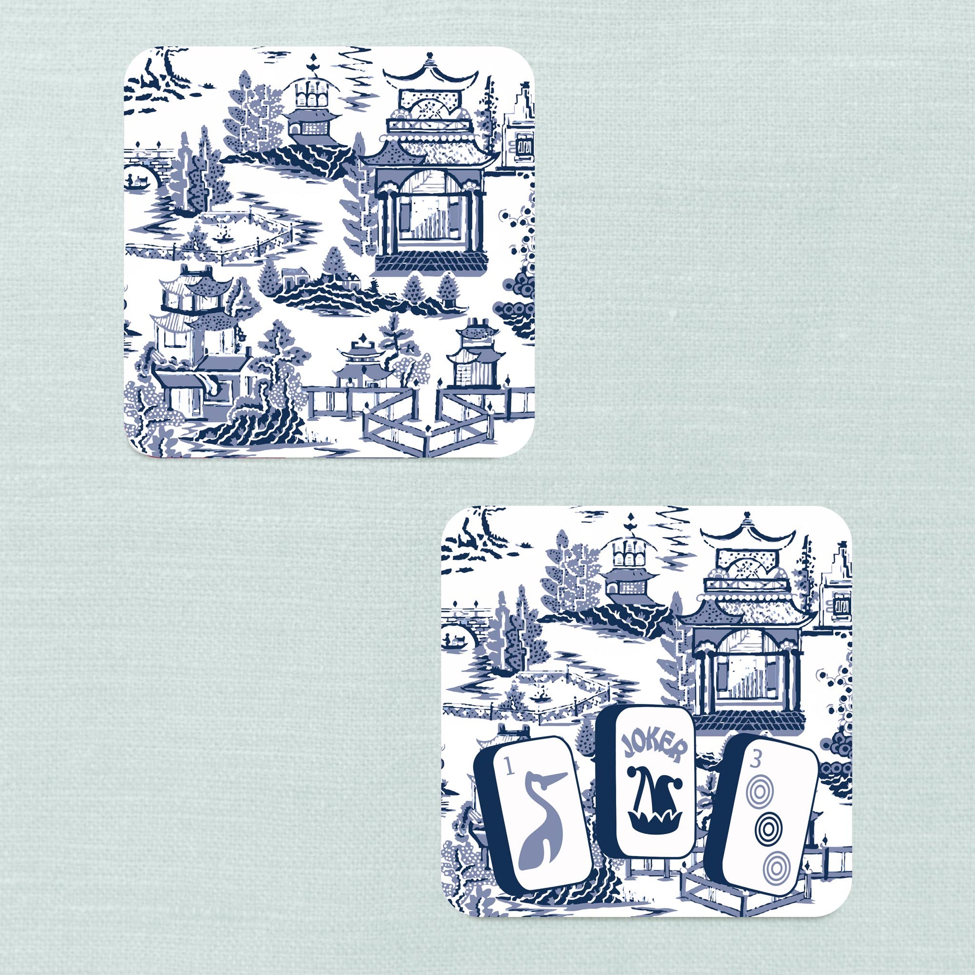 Preppy Pagoda Mahjong Coasters - Set of 10