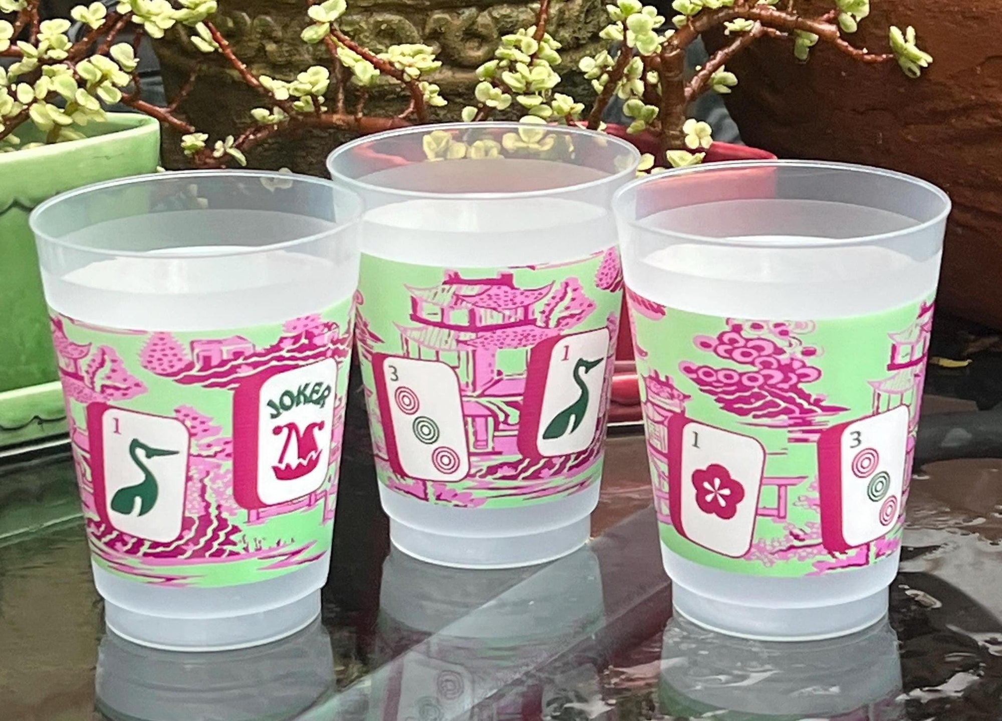 The Ming Frosted Mahjong Cups - Set of 8