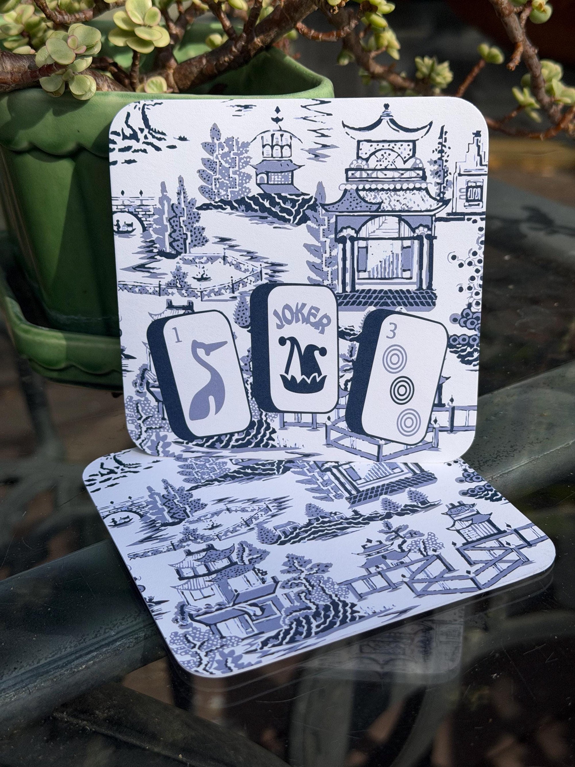 Preppy Pagoda Mahjong Coasters - Set of 10