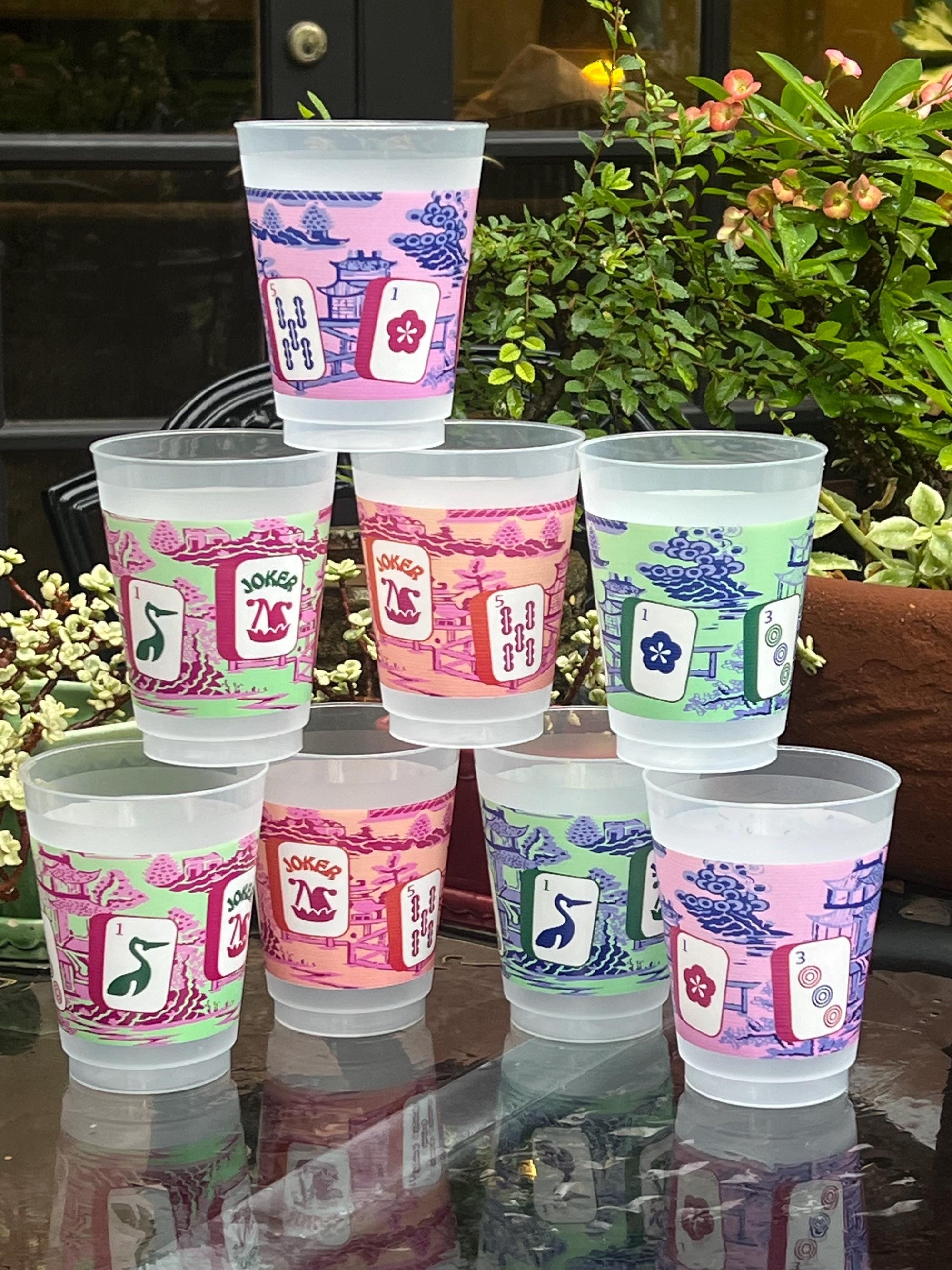 The Ming Frosted Mahjong Cups - Set of 8