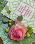 The Ming Pink & Green Monogrammed Notecards with Lined Envelopes