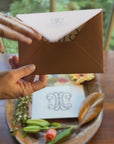 The Peacock Duogram Personalized Notecards with Lined Envelopes